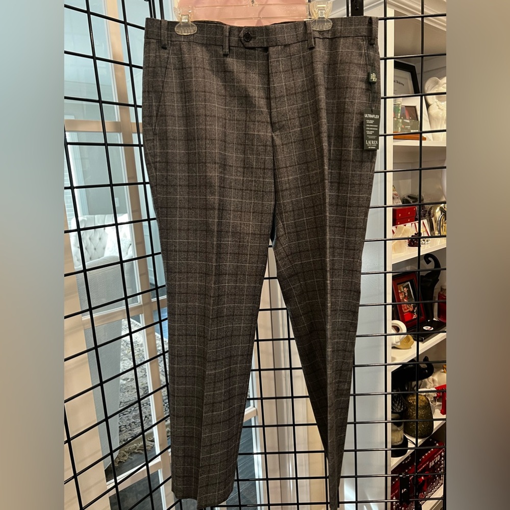 NWT Lauren Ralph Lauren plaid suit pants for men size 36W 30L ultra flex